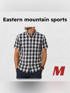 🇺🇸👌VGUC EMS | M | Casual Blue Plaid short sleeves & casual button down shirt